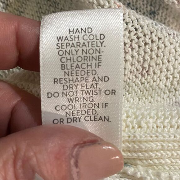 J. Jill Linen Blend Semi Sheer Knit Tunic Relaxed Fit Costal Beach Floral - Picture 10 of 12